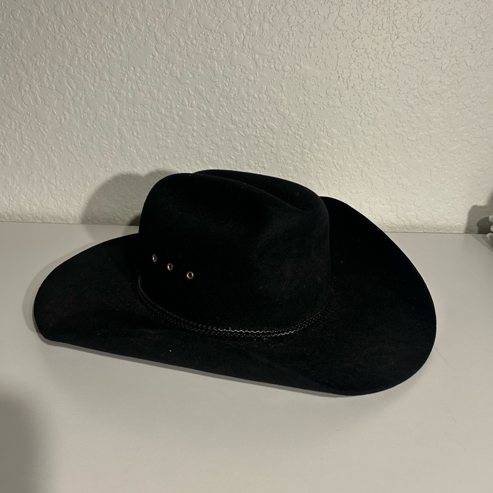 RESISTOL Women’s Black Cowboy Hat George Strait Design 4x Beaver Size 7-1/4